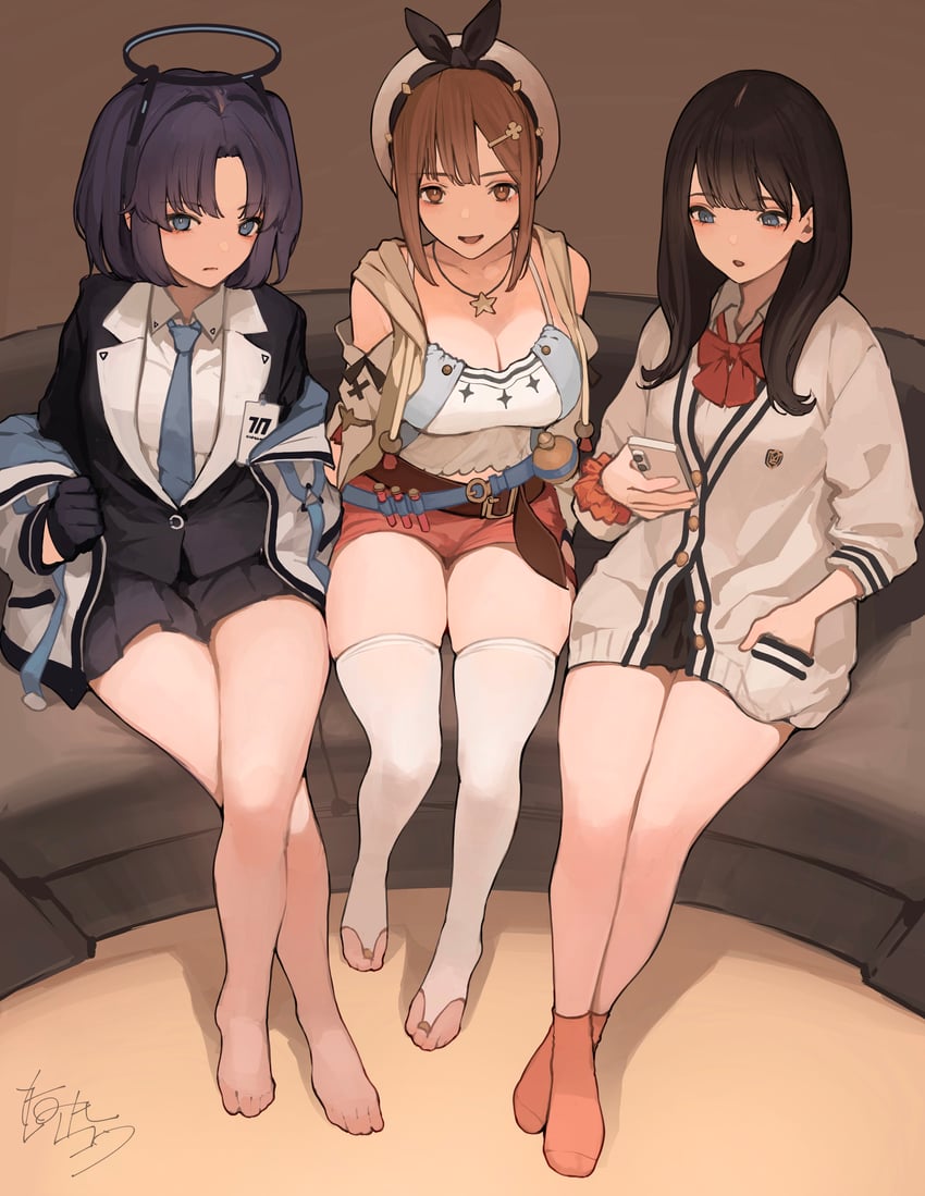 yuuka, takarada rikka, and reisalin stout (blue archive and 4 more) drawn by koh_(minagi_kou)