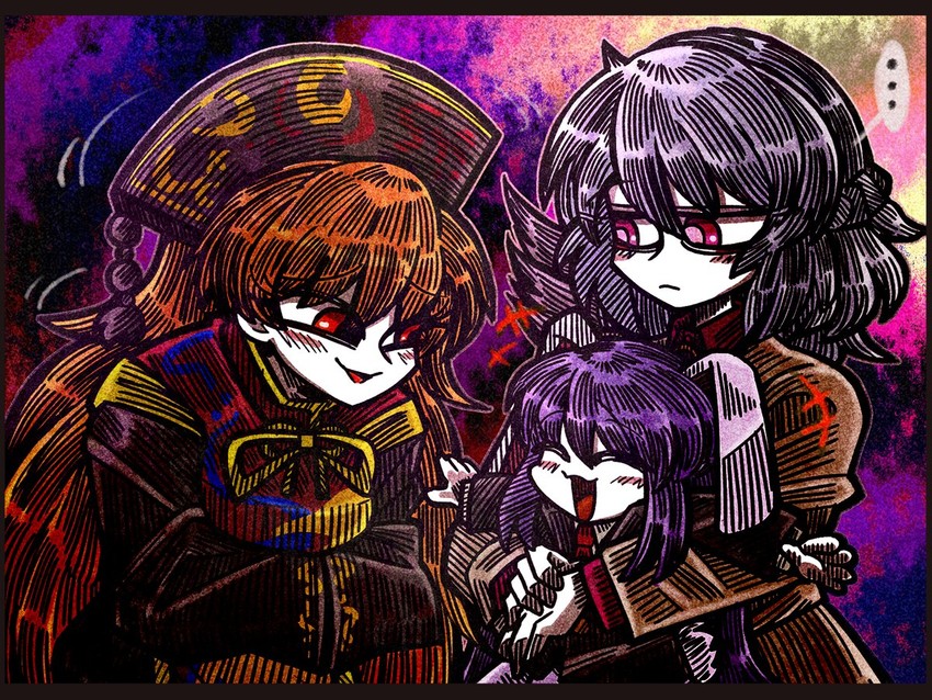 reisen udongein inaba, junko, and kishin sagume (touhou) drawn by suenari_(peace)