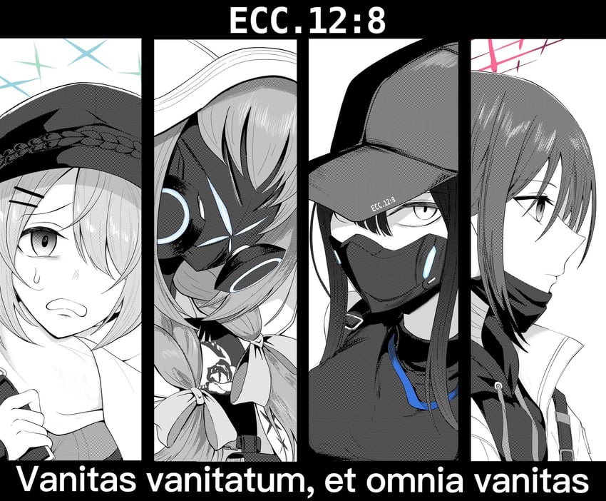 saori, atsuko, hiyori, and misaki (blue archive) drawn by jakobi