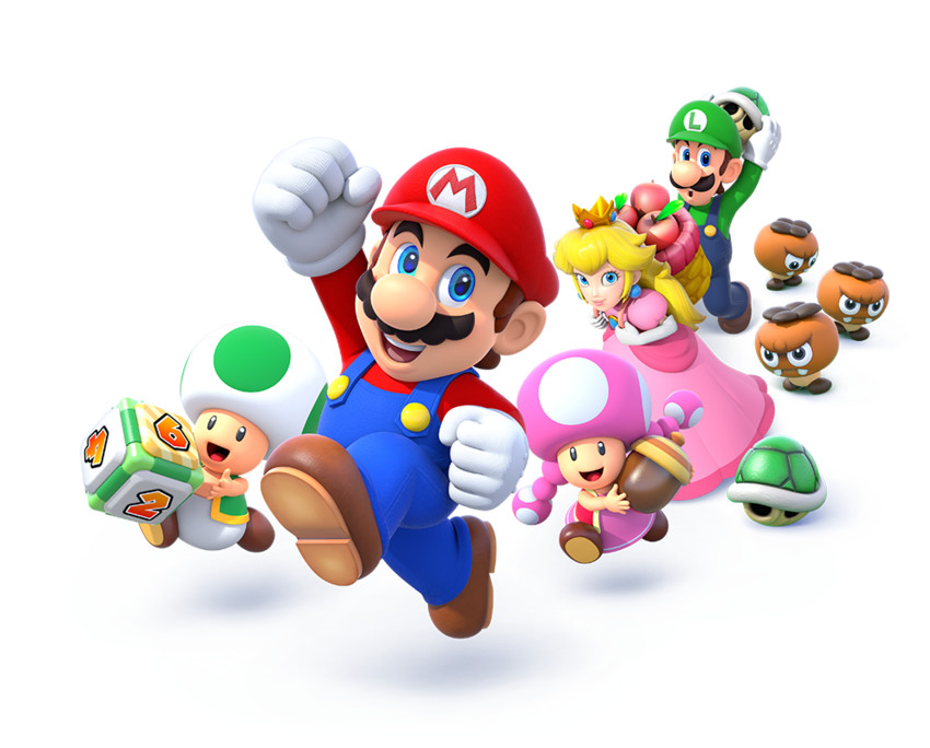 princess peach, mario, luigi, toad, toadette, and 2 more (mario and 2 more)