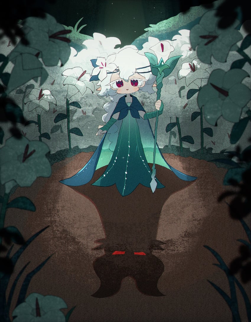 white lily cookie and dark enchantress cookie (cookie run and 1 more) drawn by takawoyu