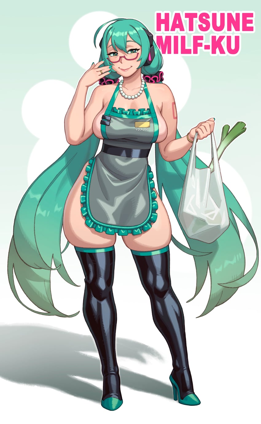 hatsune miku and hatsune milf-ku (vocaloid) drawn by riz