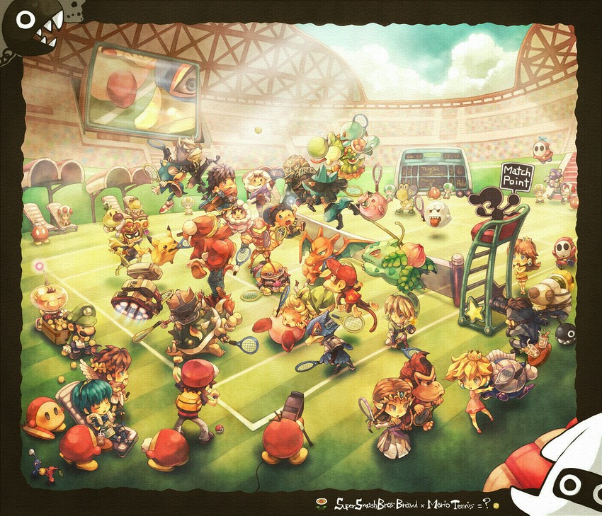 link, princess zelda, kirby, princess peach, samus aran, and 54 more (pokemon and 26 more) drawn by sui_(petit_comet)