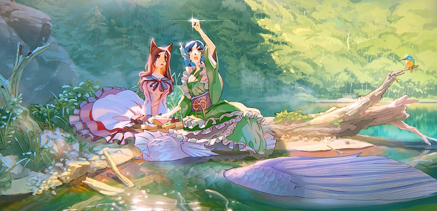 imaizumi kagerou and wakasagihime (touhou) drawn by niy_(nenenoa)