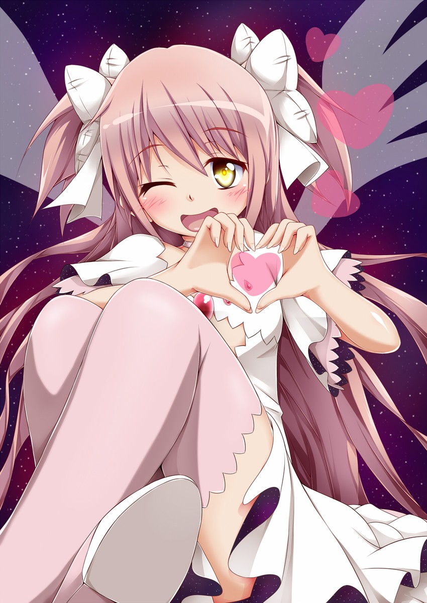 kaname madoka and ultimate madoka (mahou shoujo madoka magica) drawn by yopparai_oni