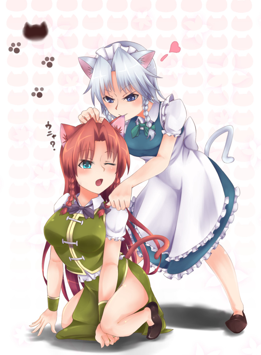 izayoi sakuya and hong meiling (touhou) drawn by e_(kakko_ii)