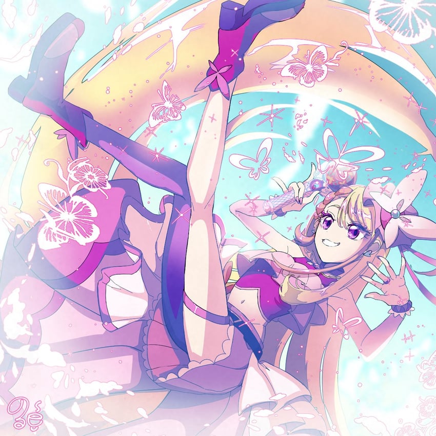 hijiri ageha and cure butterfly (precure and 1 more) drawn by norwo724