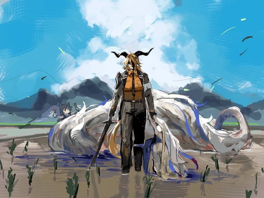 texas, texas the omertosa, degenbrecher, and slumbering of sui (arknights) drawn by mutomorokoshi