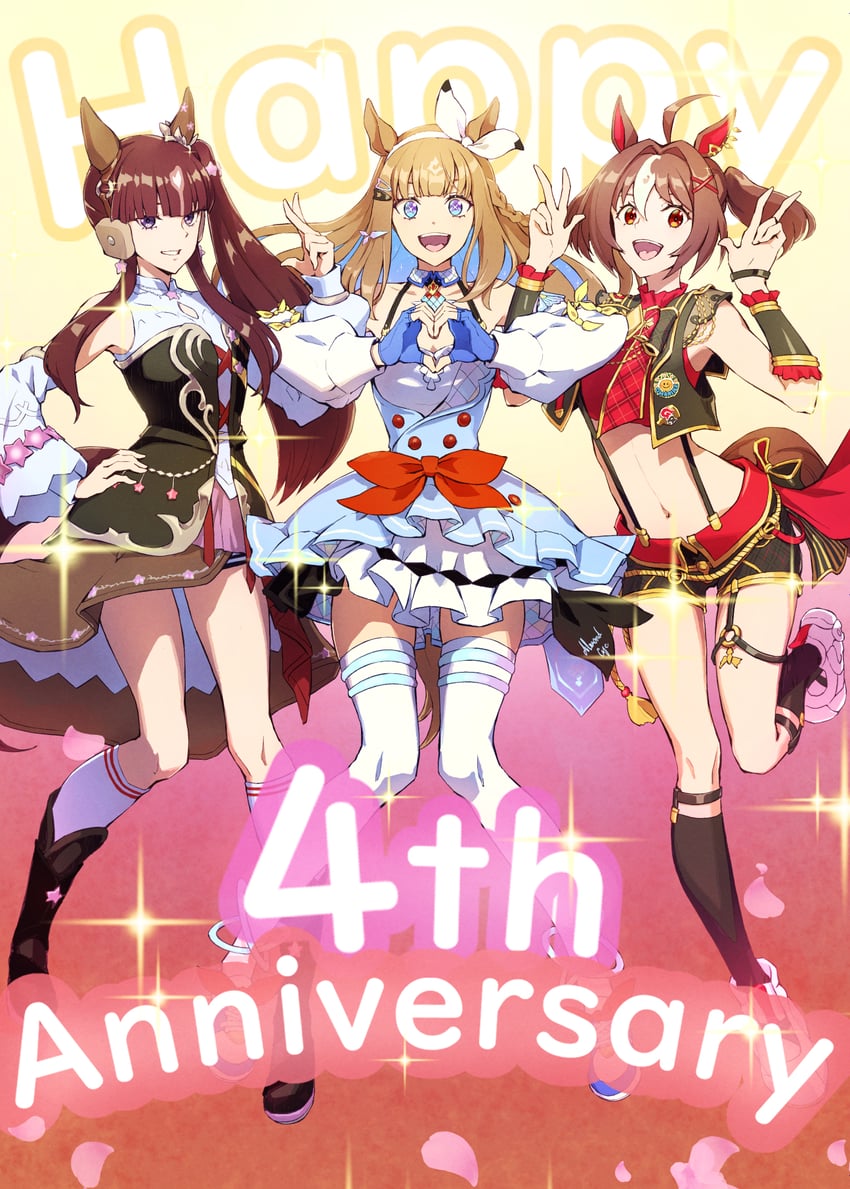 almond eye, gran alegria, and lucky lilac (umamusume) drawn by tenkey2022