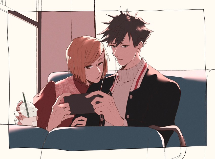 fushiguro megumi and kugisaki nobara (jujutsu kaisen) drawn by mikkakann