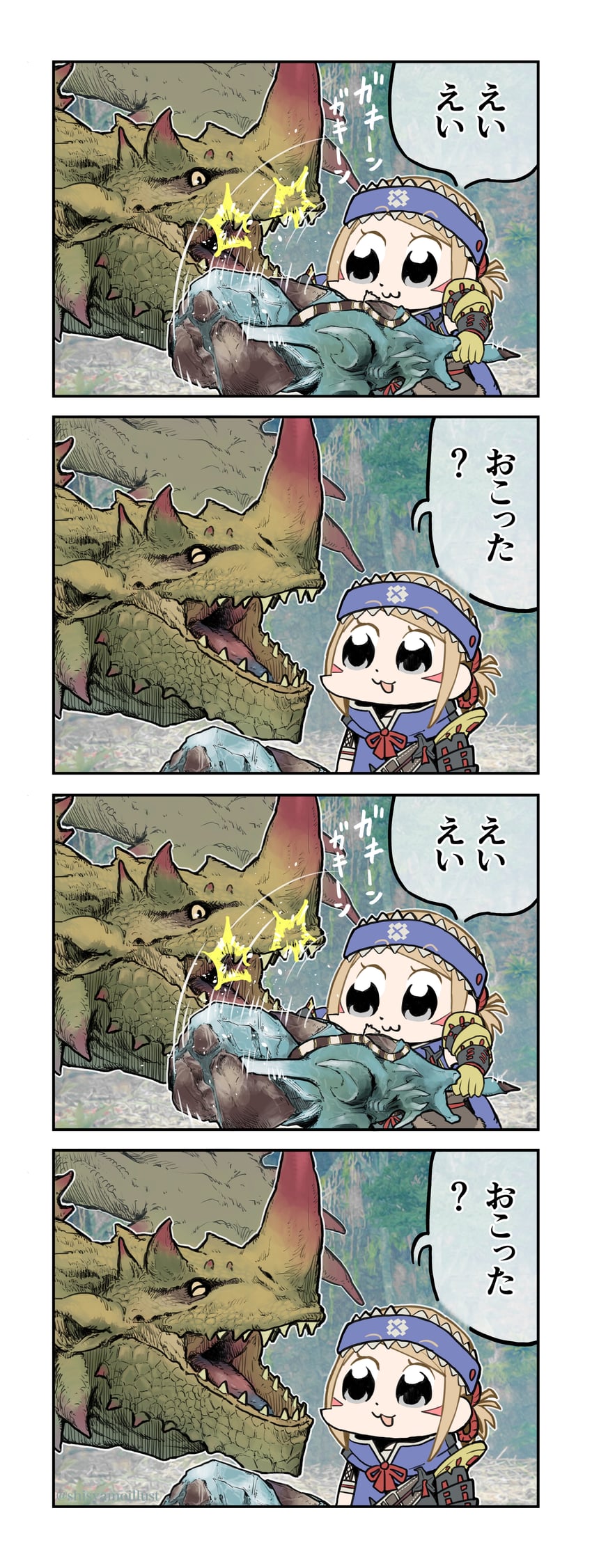 monster hunter and espinas (monster hunter and 1 more) drawn by shishamo_(shisyamo)