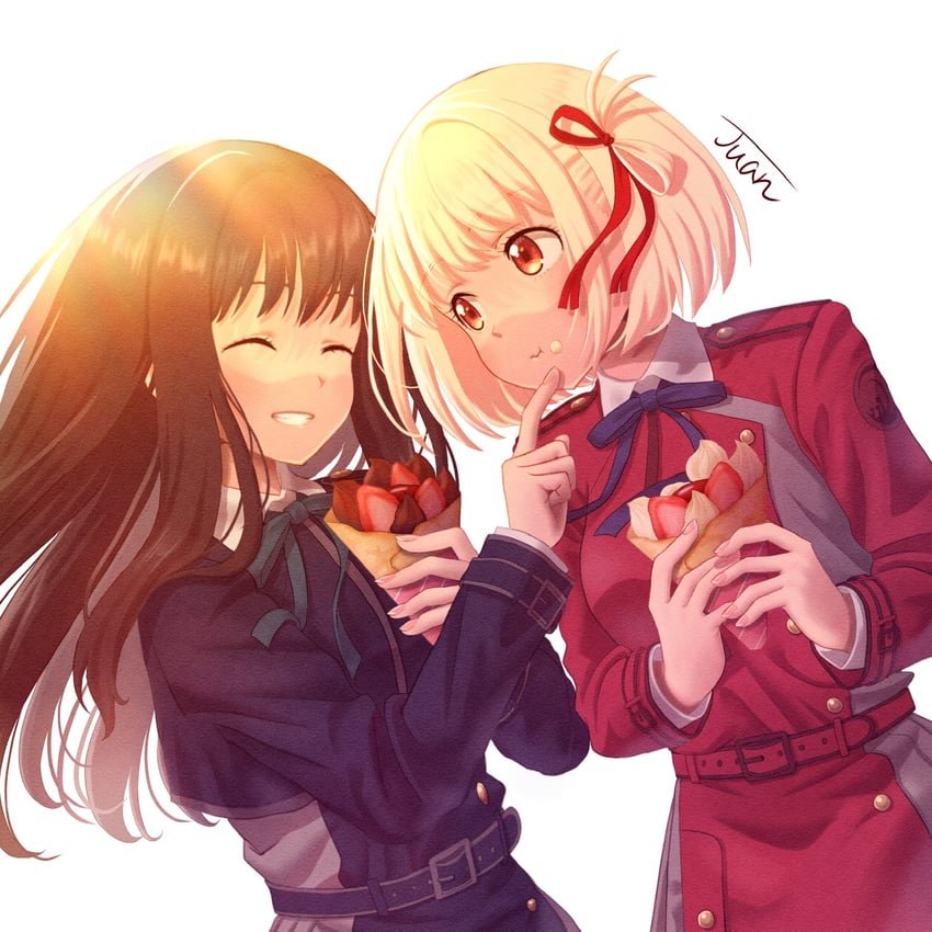 nishikigi chisato and inoue takina (lycoris recoil) drawn by juan_0121