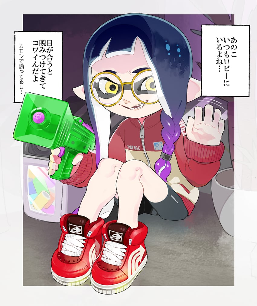 inkling player character and inkling girl (splatoon and 1 more) drawn by moudoku_(decopon3rd)