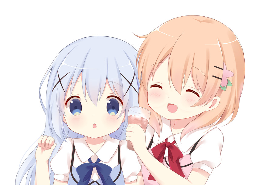 kafuu chino and hoto cocoa (gochuumon wa usagi desu ka?) drawn by chatsune_(white_lolita)