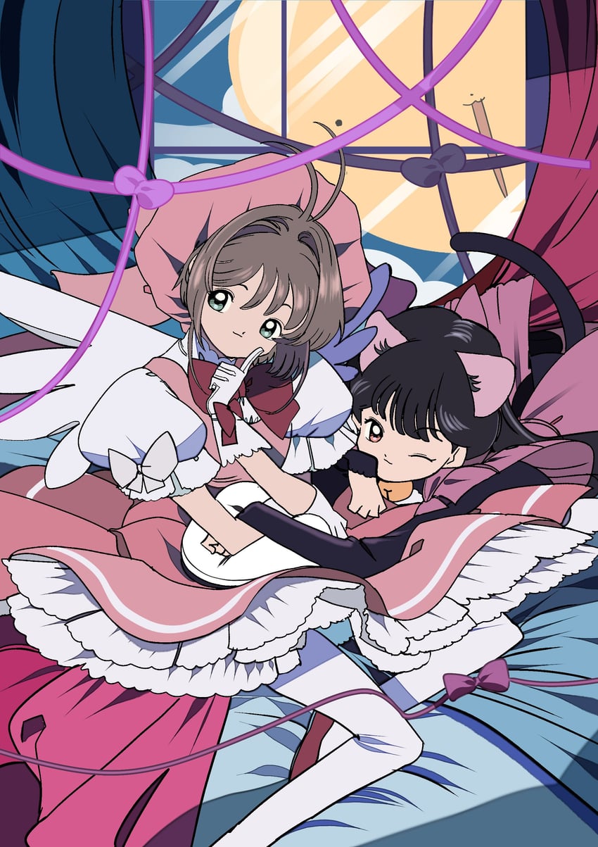 kinomoto sakura, kero, and li meiling (cardcaptor sakura) drawn by edoya_inuhachi