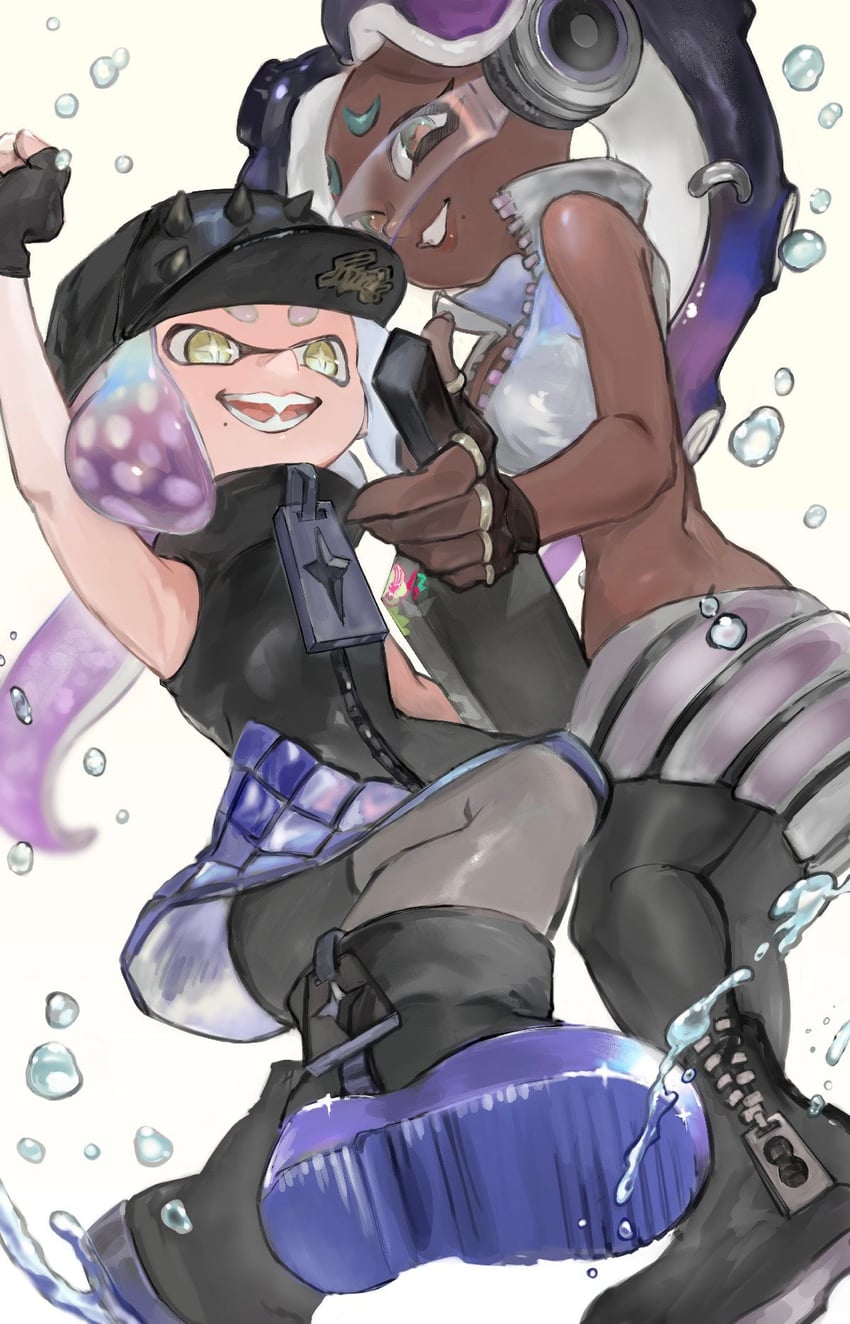 marina and pearl (splatoon and 1 more) drawn by ga4me4