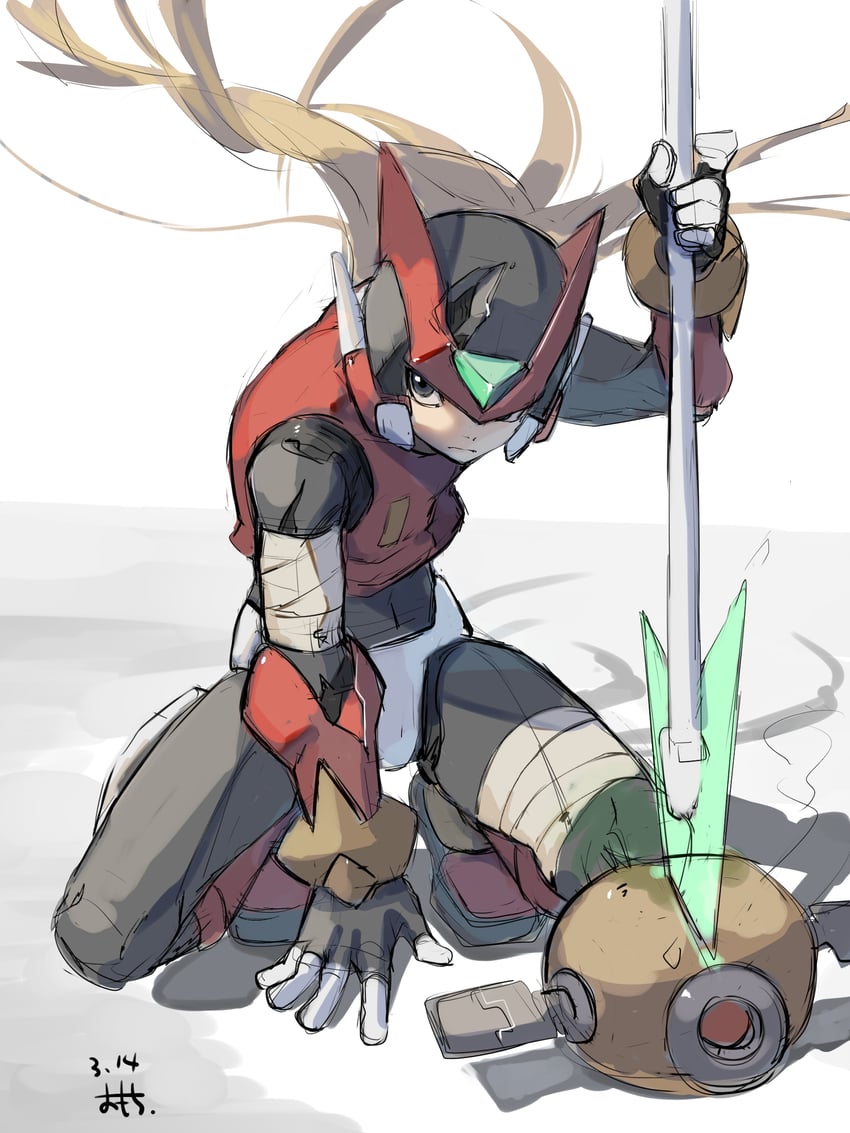 zero and zero(z) (mega man and 2 more) drawn by omochi_(mochi_skymega)