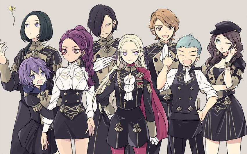 edelgard von hresvelg, dorothea arnault, bernadetta von varley, petra macneary, hubert von vestra, and 3 more (fire emblem and 1 more) drawn by tenjin_(ahan)