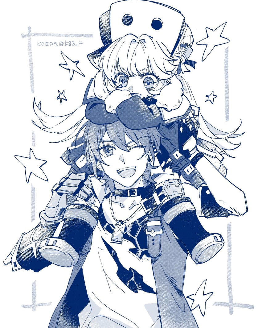 hook and luka (honkai and 1 more) drawn by koeda_(k83_4)