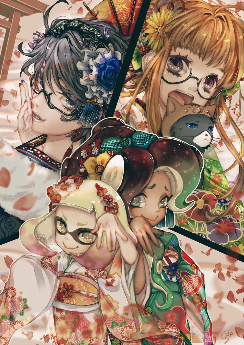 marina, sakura futaba, pearl, bayonetta, and morgana (persona and 6 more) drawn by susa_natsuo