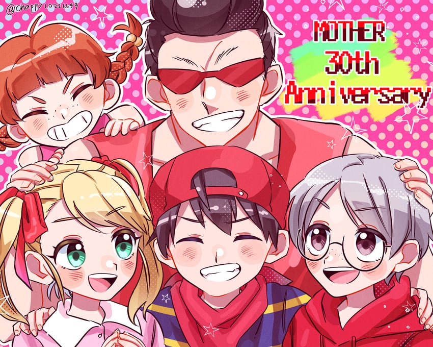 ninten, ana, lloyd, teddy, and pippi (mother and 1 more) drawn by cyappy1022