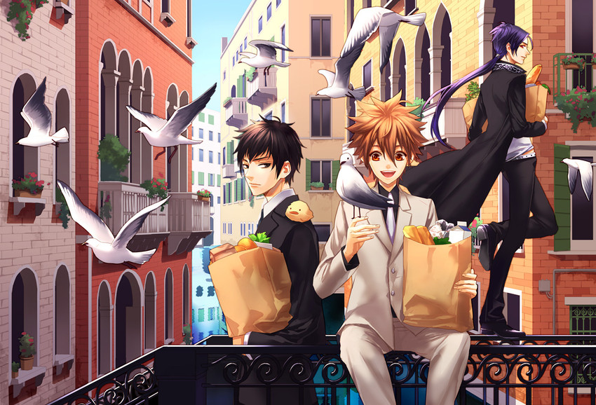sawada tsunayoshi, rokudou mukuro, and hibari kyouya (katekyo hitman reborn!) drawn by toichi_(ik07)