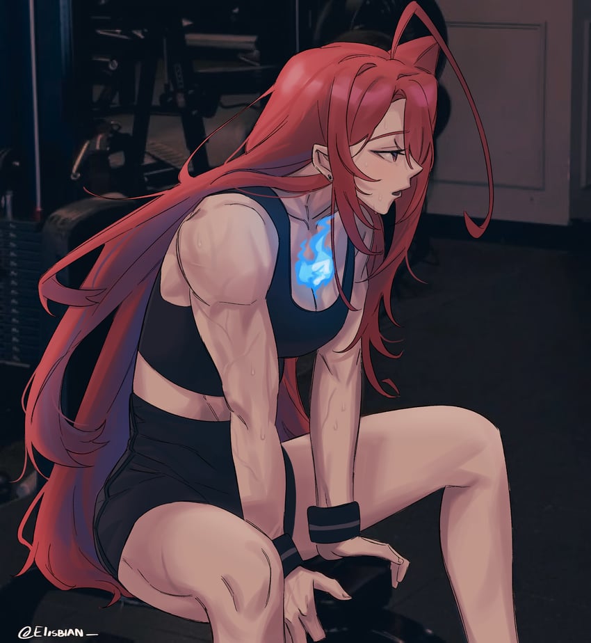 elizabeth rose bloodflame (hololive and 1 more) drawn by elisbian