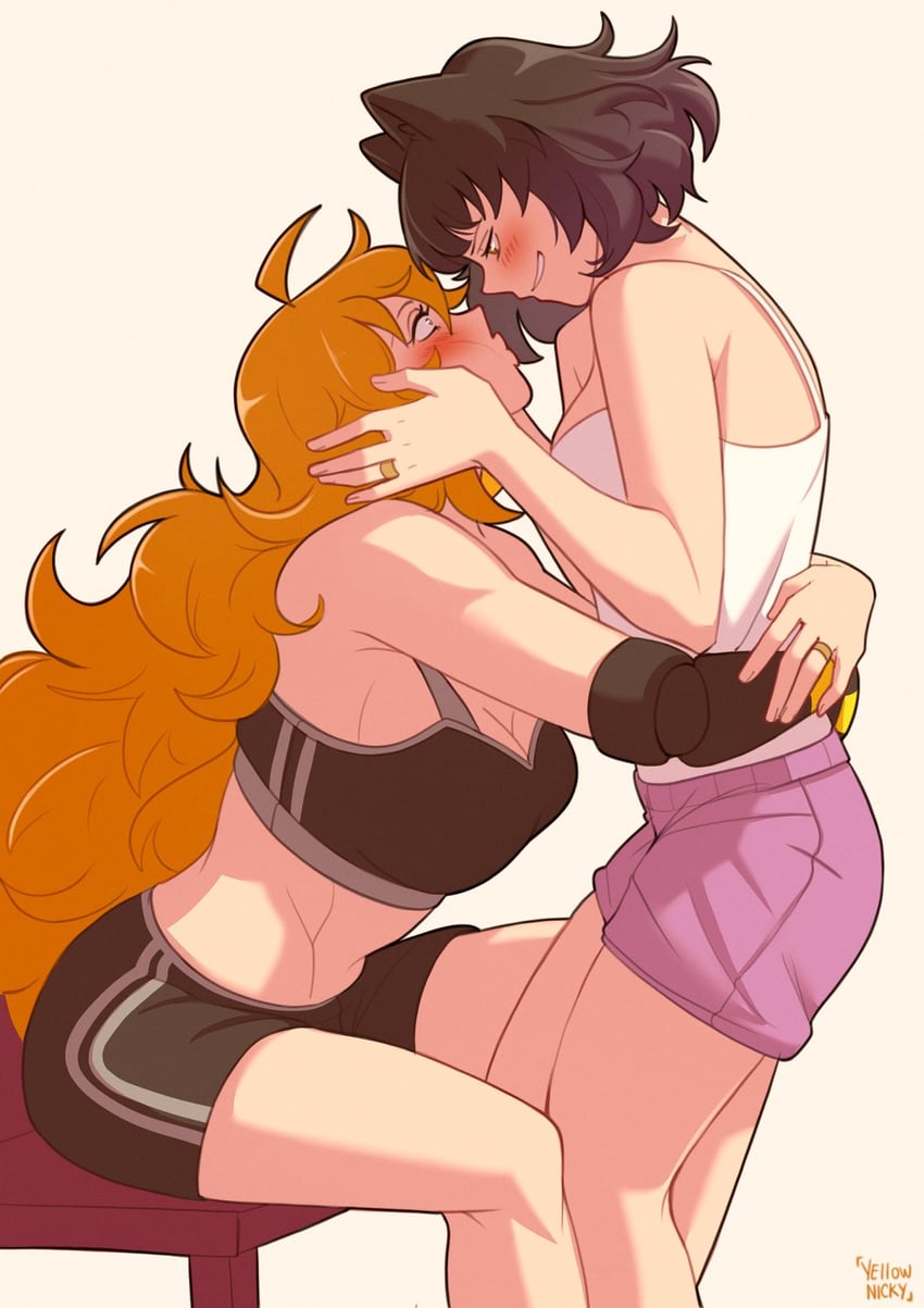 yang xiao long and blake belladonna (rwby) drawn by yellow_nicky