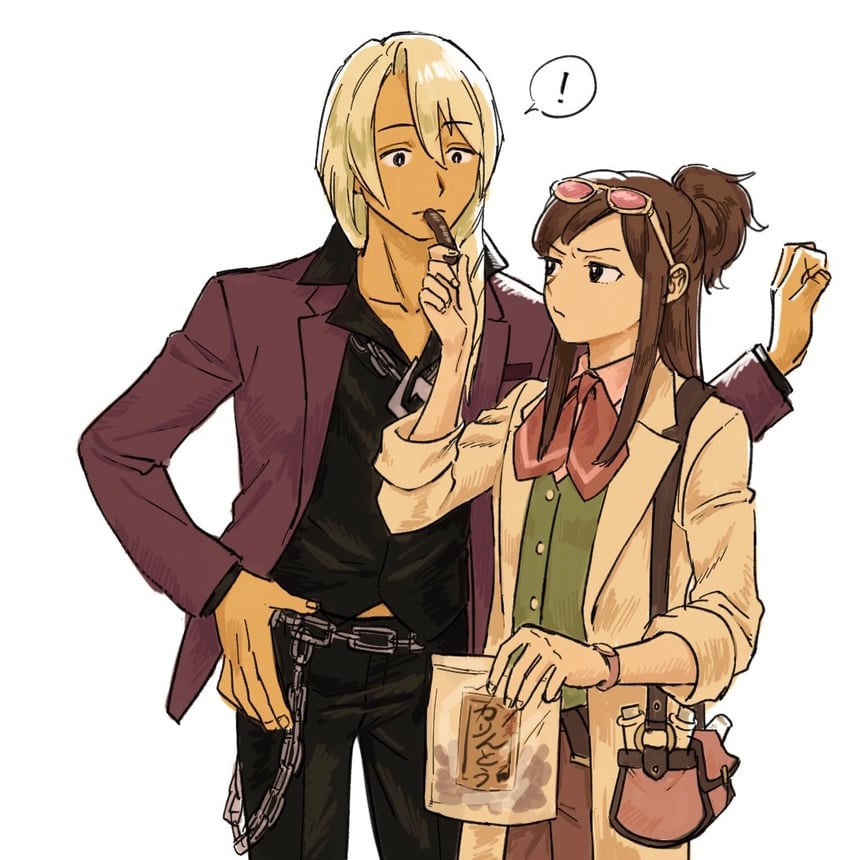 klavier gavin and ema skye (ace attorney and 1 more) drawn by renshu_usodayo