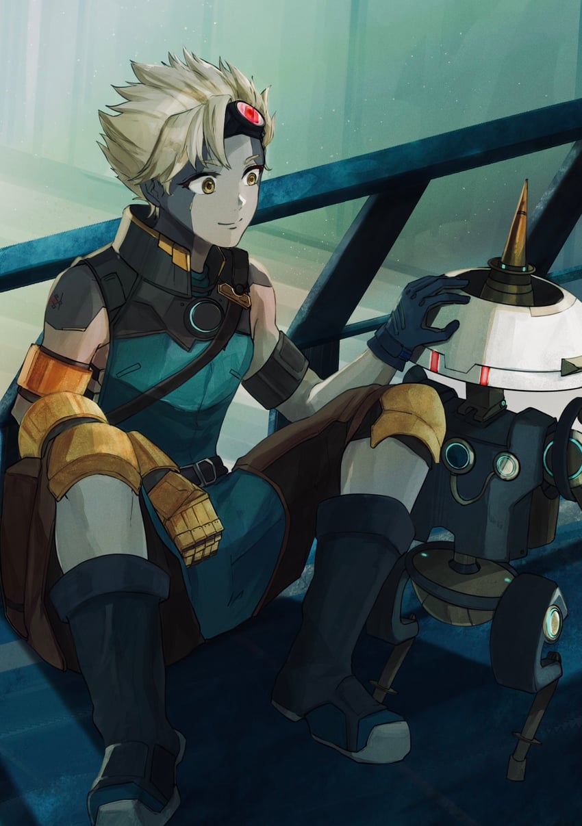 valdi and mechafriend (xenoblade chronicles and 1 more) drawn by perorin_shaaaan