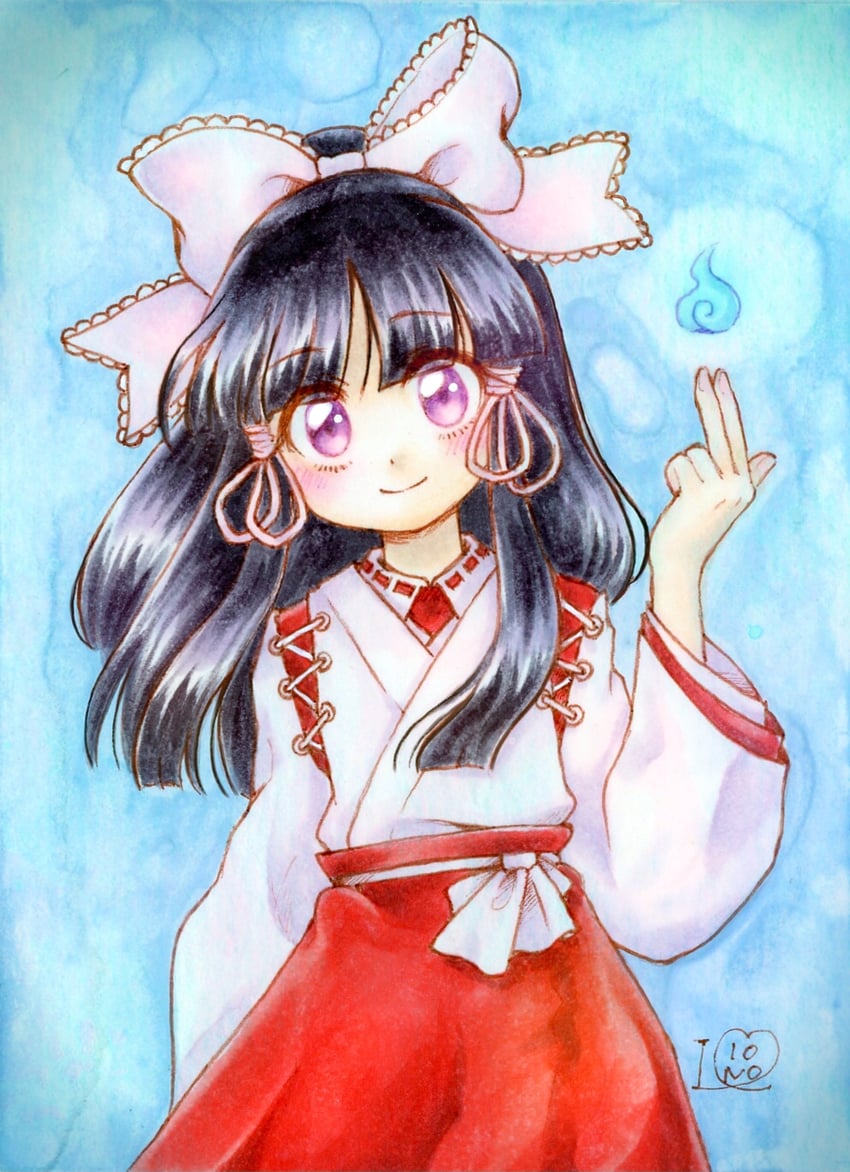 hakurei reimu (touhou and 1 more) drawn by io_(maryann_blue)