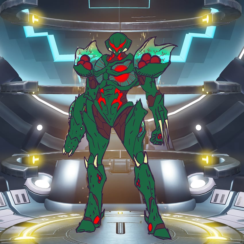 samus aran and metroid (metroid and 1 more) drawn by glaedrax