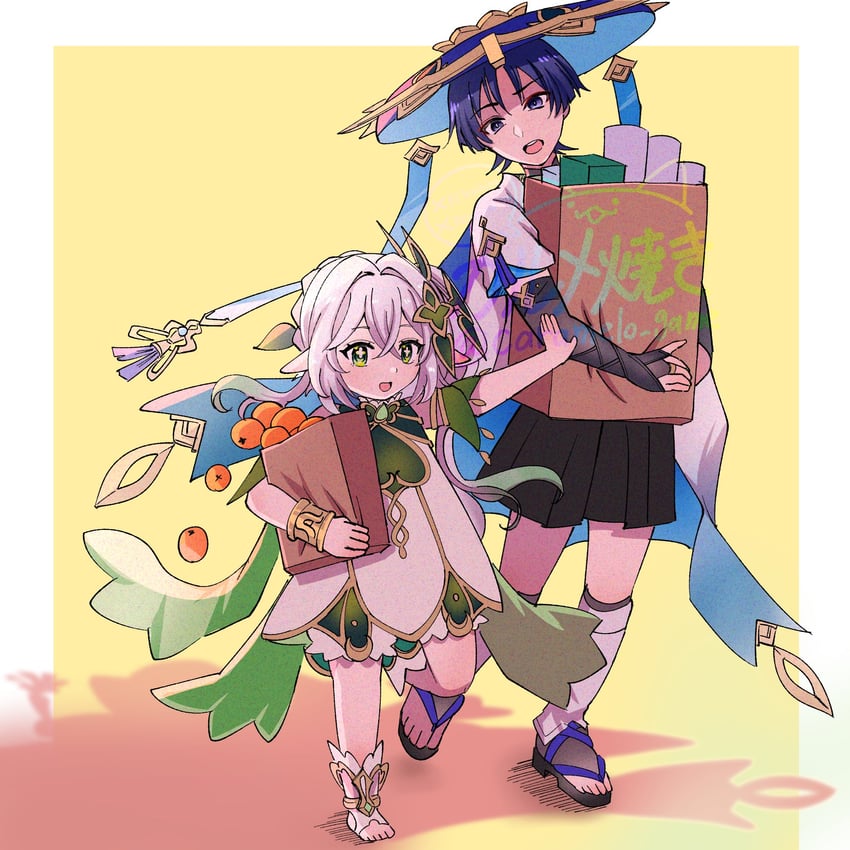 scaramouche, nahida, and wanderer (genshin impact) drawn by caramelo_game