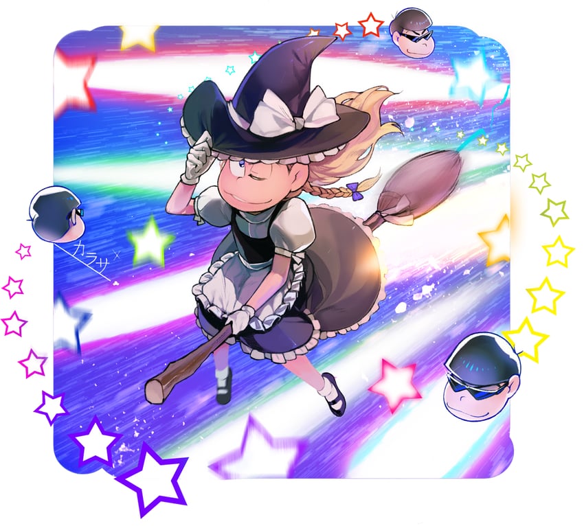 kirisame marisa and matsuno karamatsu (touhou and 2 more) drawn by 176feet