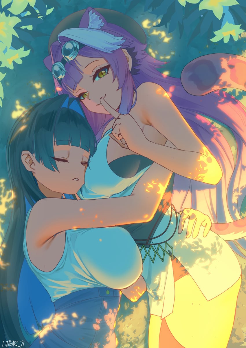 ouro kronii and raora panthera (hololive and 1 more) drawn by linear_71