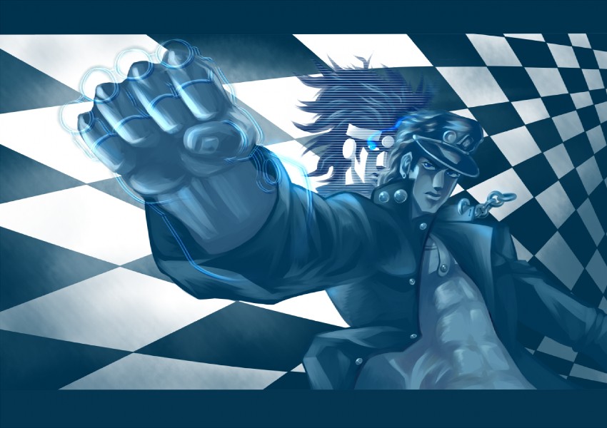 kujo jotaro and star platinum (jojo no kimyou na bouken and 2 more) drawn by ioridonmax13