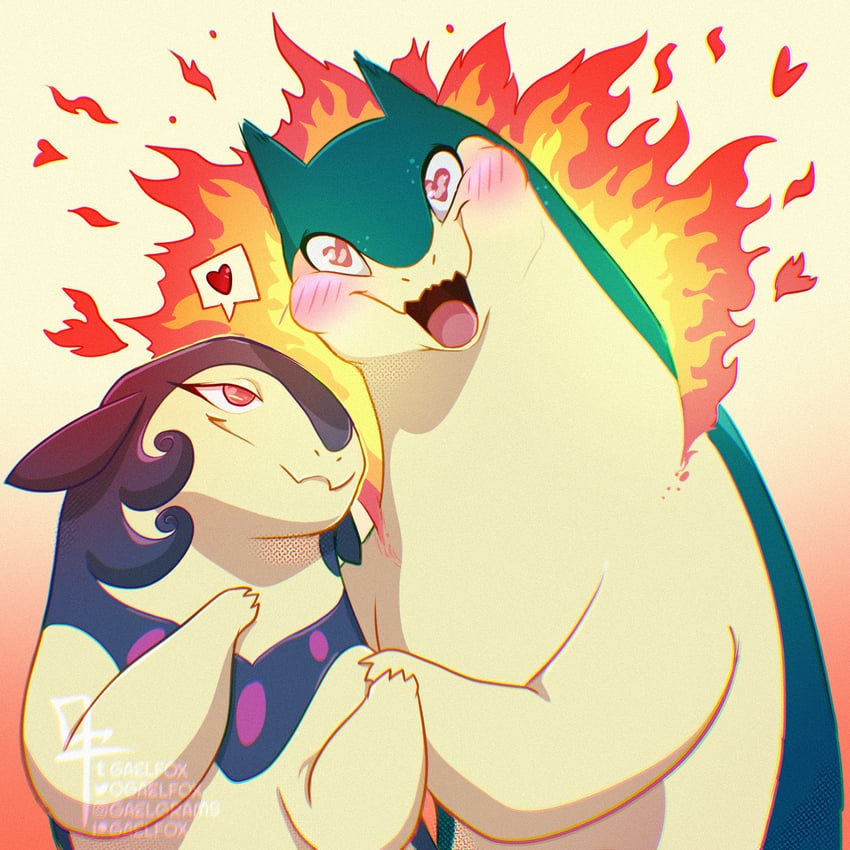 typhlosion and hisuian typhlosion (pokemon) drawn by gaelfox