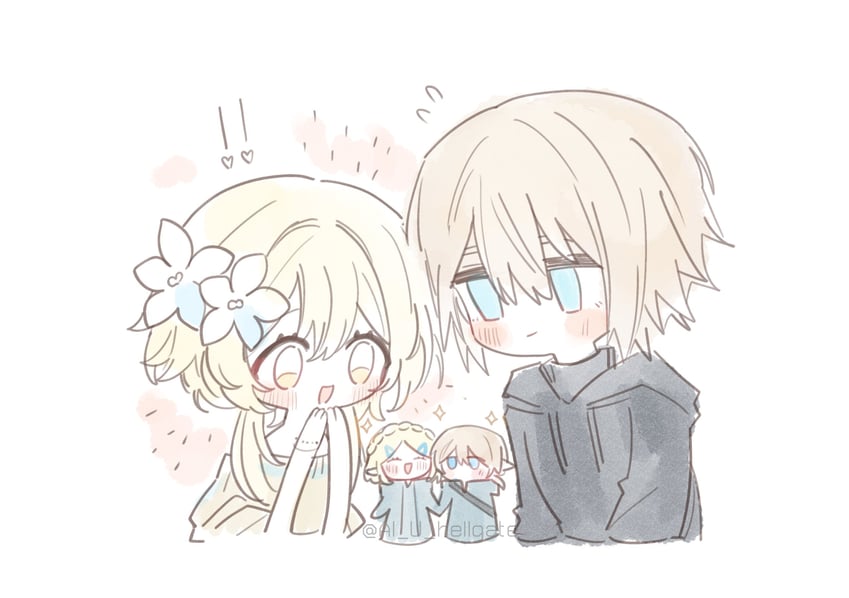 lumine, link, princess zelda, and dainsleif (genshin impact and 2 more) drawn by umiushi_u