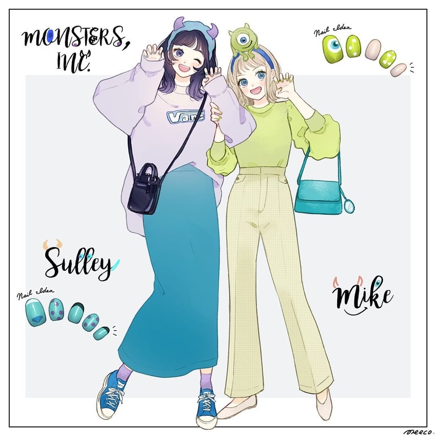 mike wazowski and james p. sullivan (monsters inc.) drawn by meecosme