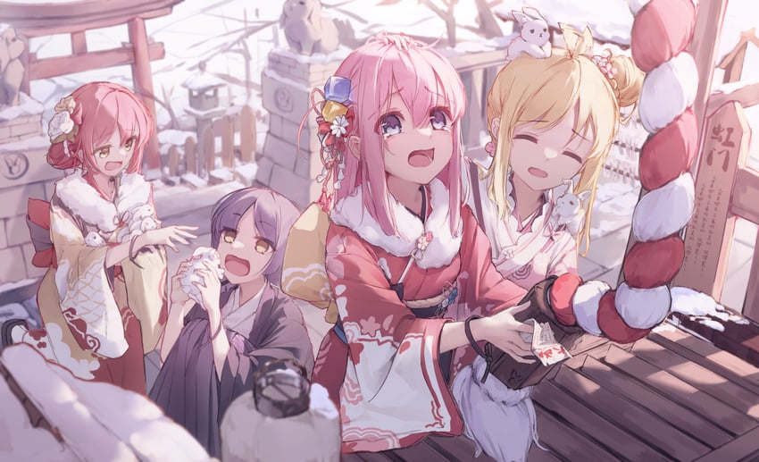 gotoh hitori, kita ikuyo, ijichi nijika, and yamada ryo (bocchi the rock!) drawn by moshi_ruo