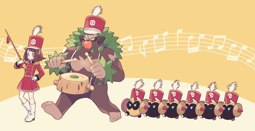 gloria, rillaboom, and falinks (pokemon and 1 more) drawn by komasawa_(fmn-ppp)