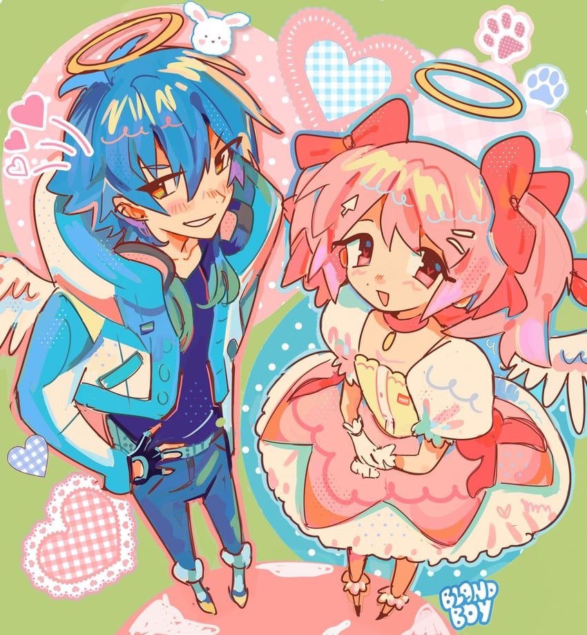kaname madoka and seragaki aoba (mahou shoujo madoka magica and 1 more) drawn by blandboyx