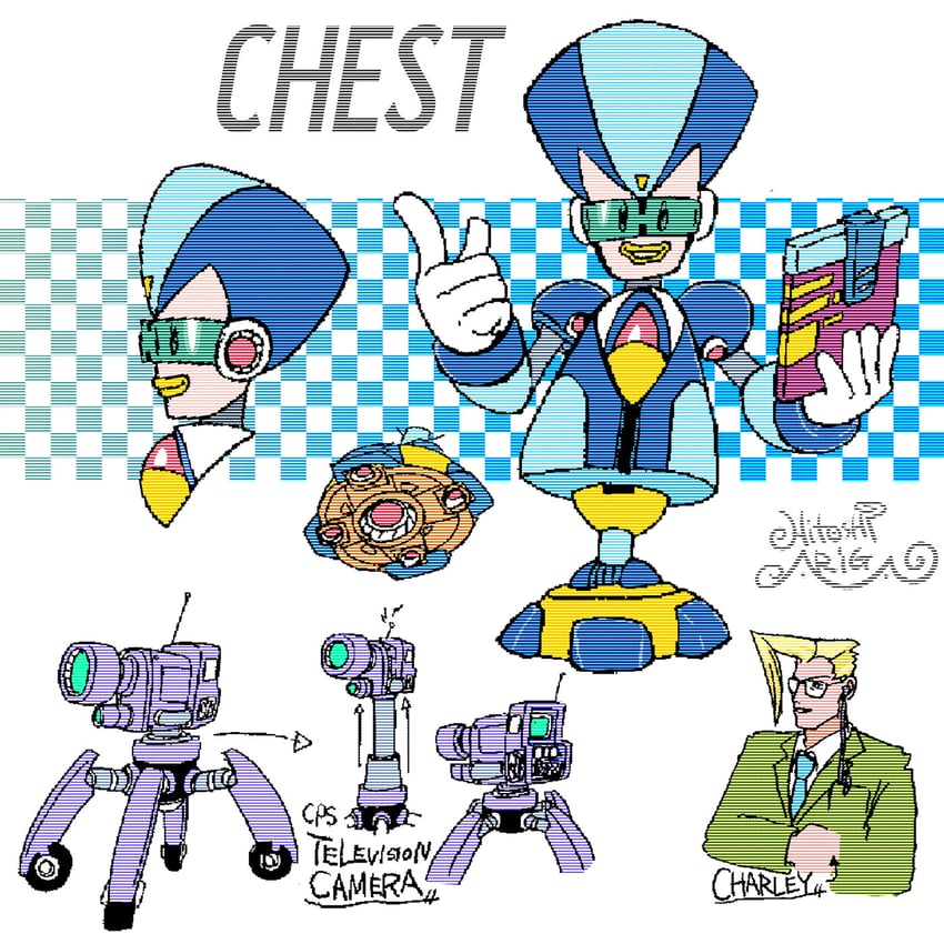 chest and charley (mega man and 2 more) drawn by ariga_hitoshi