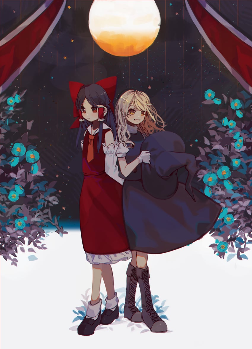 hakurei reimu and kirisame marisa (touhou) drawn by shi_chimi