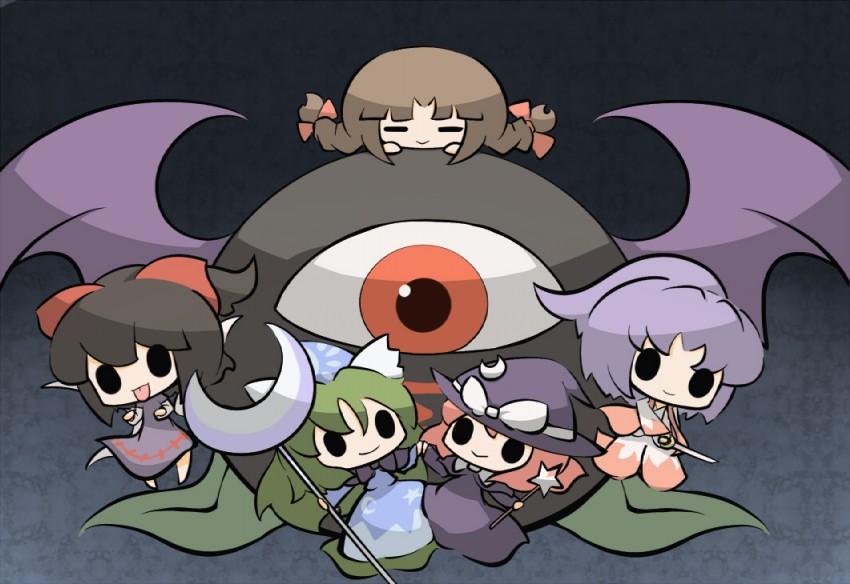 kirisame marisa, mima, meira, rika, evil eye sigma, and 1 more (touhou and 1 more) drawn by saku_(osake_love)