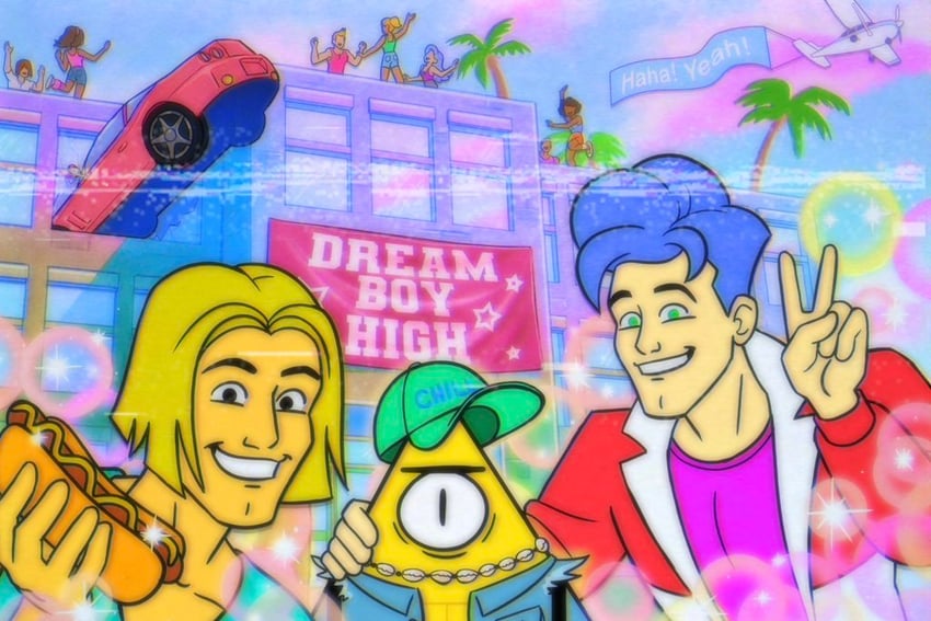 bill cipher, xyler q. blaze, and craz zazzler (gravity falls and 1 more) drawn by emmy_cicierega