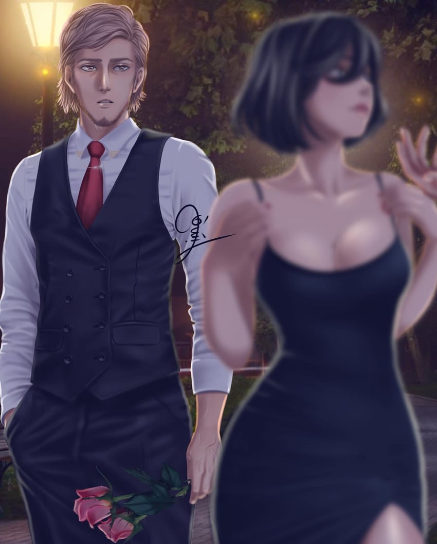 mikasa ackerman and jean kirstein (shingeki no kyojin) drawn by kimotu2