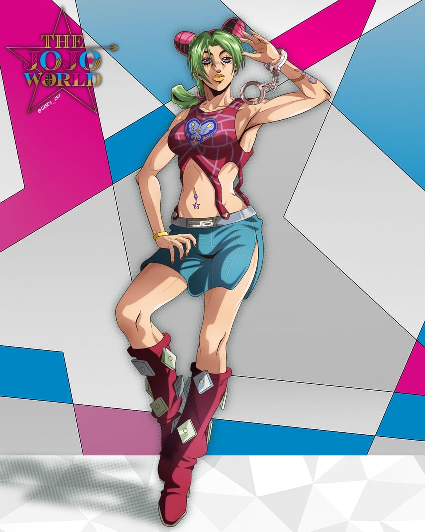 kujo jolyne (jojo no kimyou na bouken and 1 more) drawn by genda_art