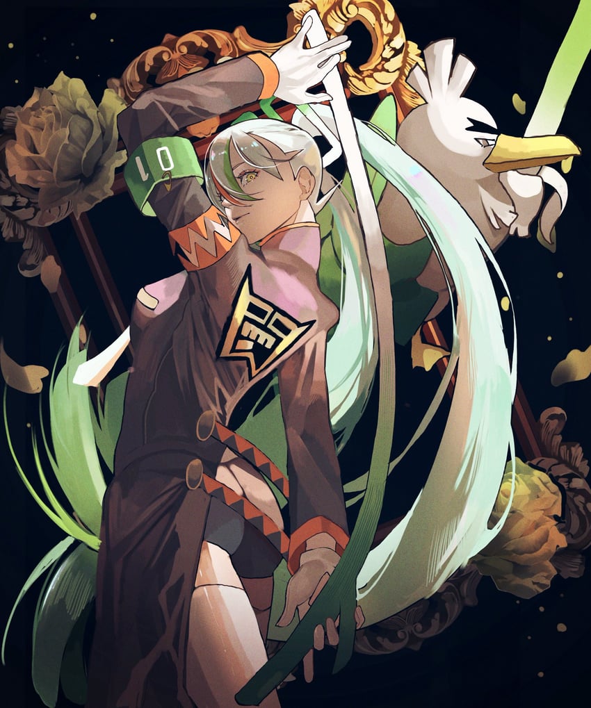 hatsune miku, sirfetch'd, and fighting miku (pokemon and 2 more) drawn by reo_(mmocc123)