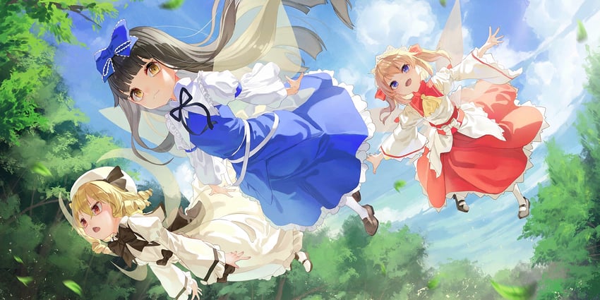 star sapphire, luna child, and sunny milk (touhou and 1 more) drawn by saraki